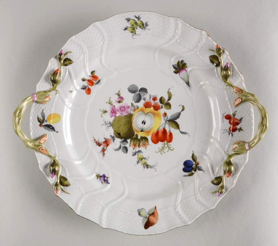 Fruits & Flowers (BFR) 12" Handled Chop Plate (Round Platter) by Herend-1