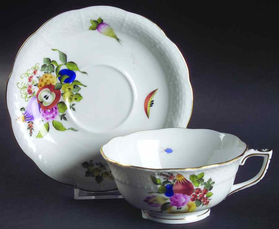 Fruits & Flowers (BFR) Footed Cup & Saucer Set by Herend-1