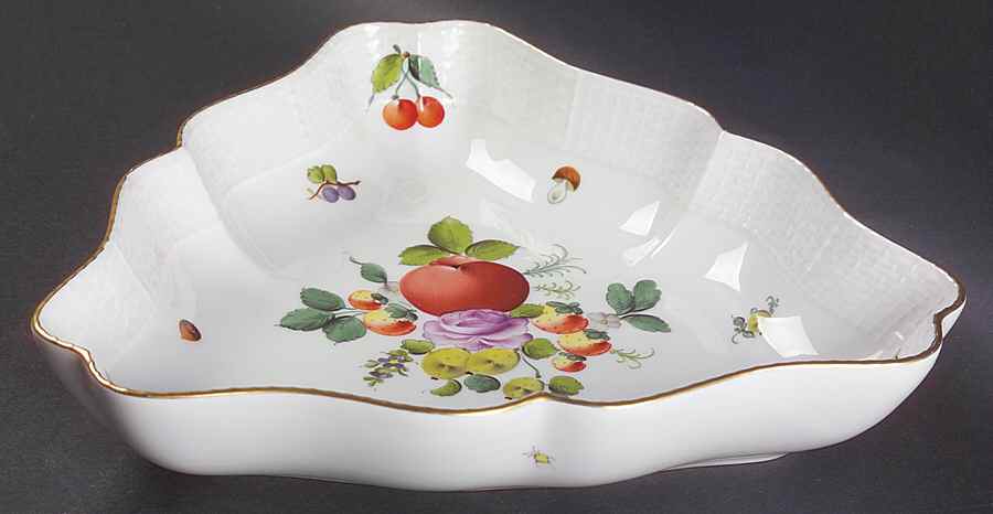 Fruits & Flowers (BFR) 10" Triangular Vegetable Bowl by Herend-1