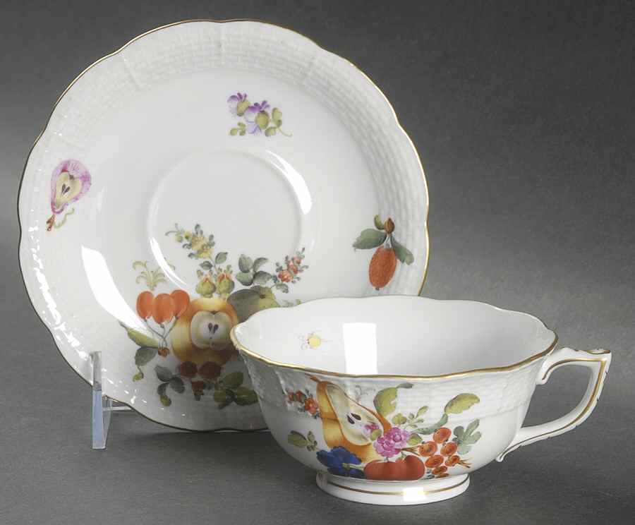 Fruits & Flowers (BFR) Footed Cup & Saucer Set by Herend-1