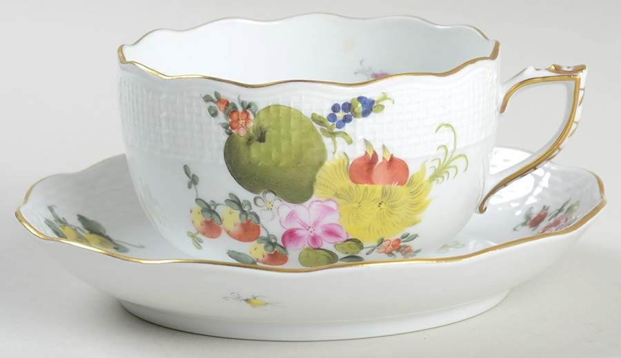 Fruits & Flowers (BFR) Flat Cup & Saucer Set by Herend-1