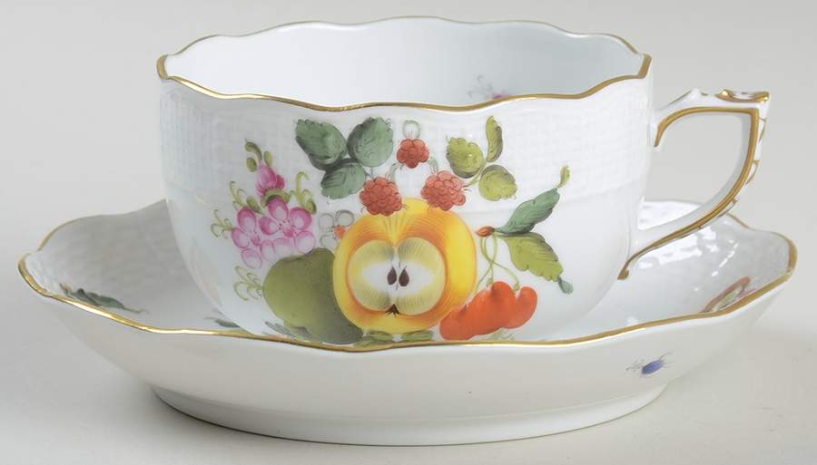 Fruits & Flowers (BFR) Flat Cup & Saucer Set by Herend-1