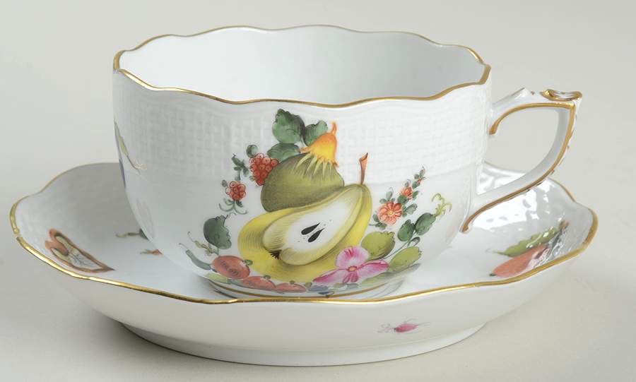 Fruits & Flowers (BFR) Flat Cup & Saucer Set by Herend-1