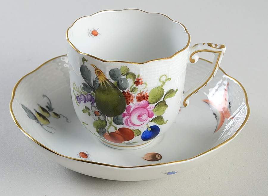 Fruits & Flowers (BFR) Chocolate Cup & Saucer Set by Herend-1