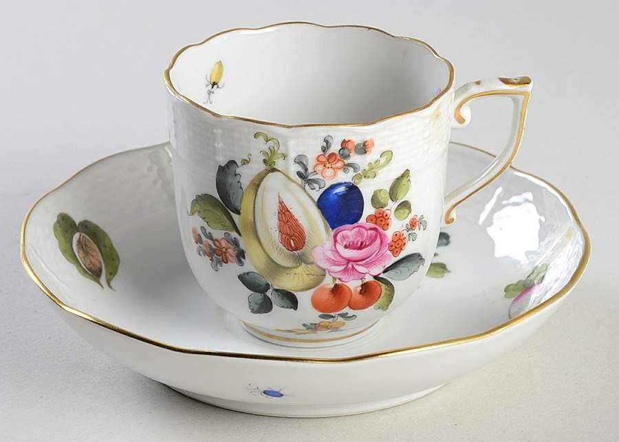Fruits & Flowers (BFR) Chocolate Cup & Saucer Set by Herend-1