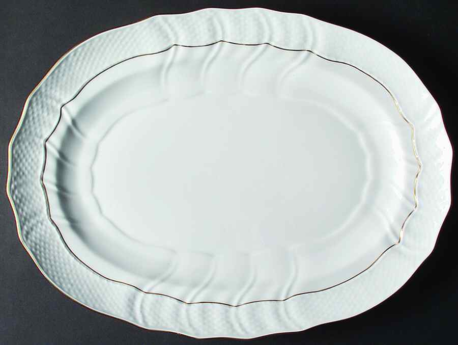 Golden Edge Newer (HDE) 15" Oval Serving Platter by Herend-1