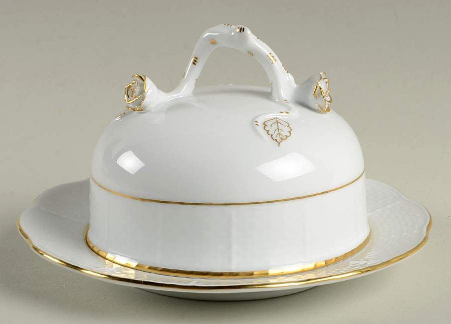 Golden Edge Newer (HDE) Round Covered Butter by Herend-1