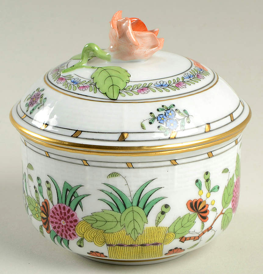 Indian Basket Muliticolor (FD) Sugar Bowl & Lid by Herend-1
