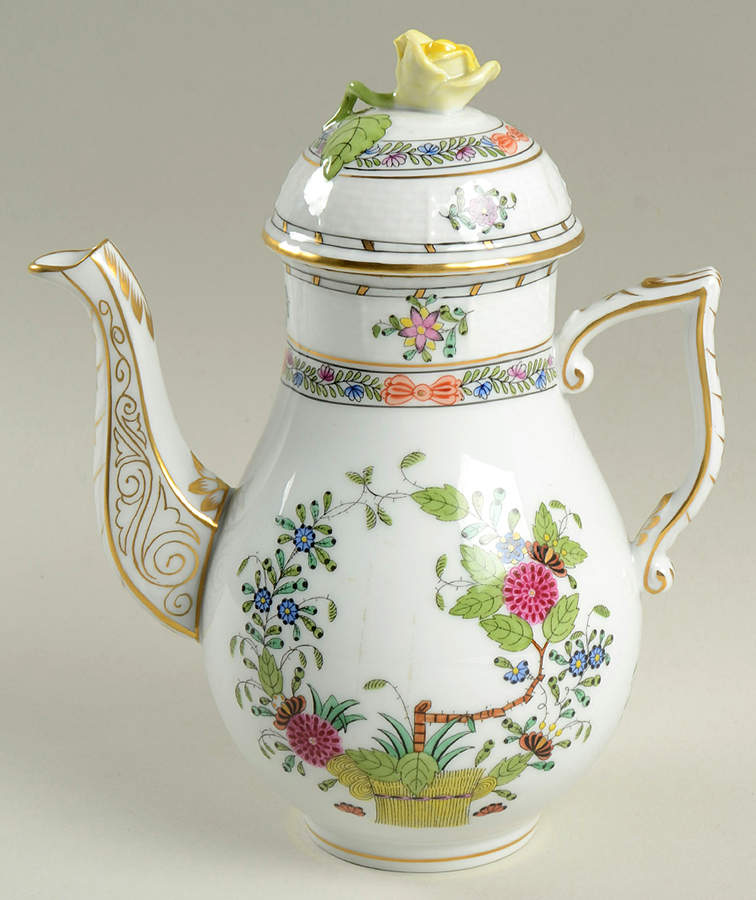 Indian Basket Muliticolor (FD) Mini Coffee Pot & Lid by Herend-1