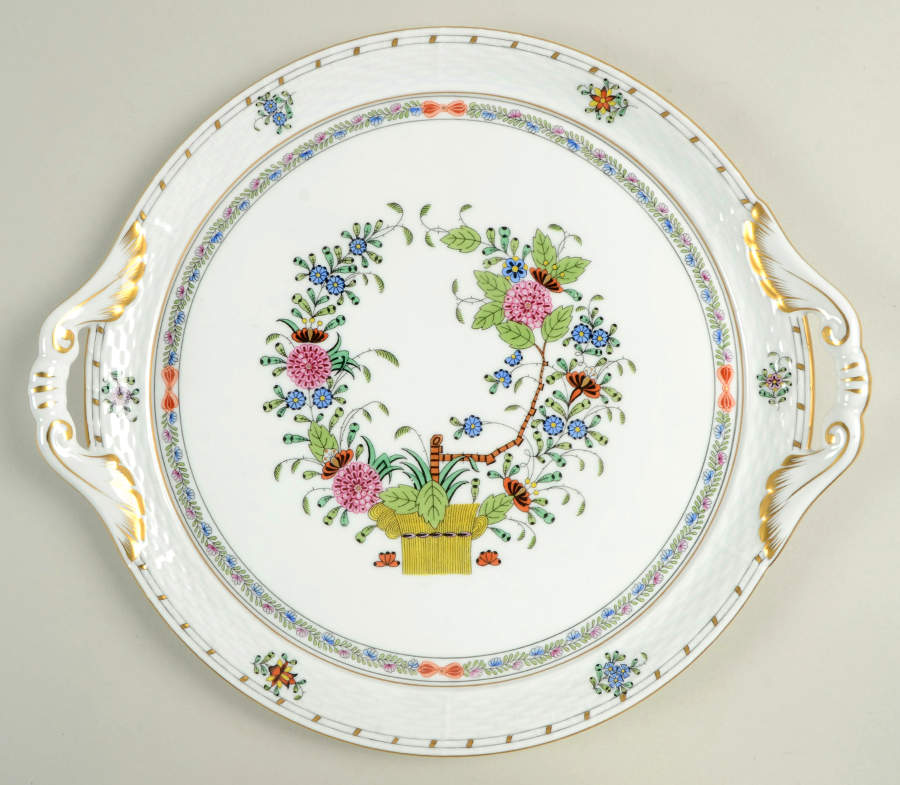Indian Basket Muliticolor (FD) Handled Cake Plate by Herend-1