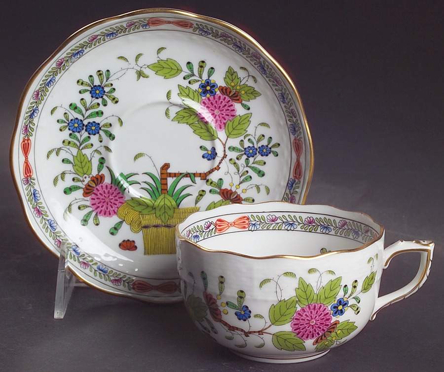 Indian Basket Muliticolor (FD) Flat Cup & Saucer Set by Herend-1
