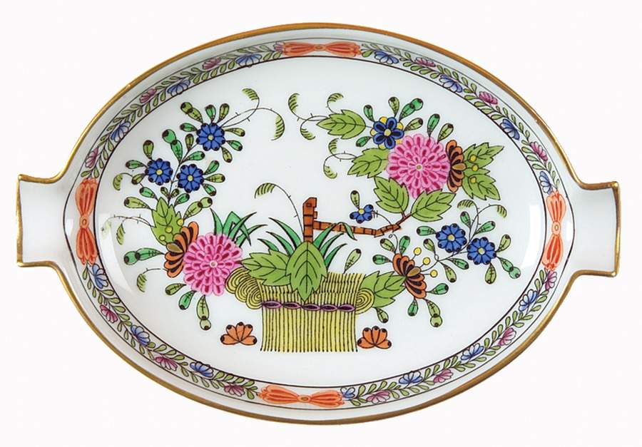 Indian Basket Muliticolor (FD) 5" Oval Ashtray with Lips by Herend-1