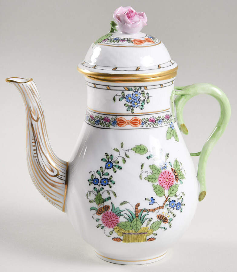 Indian Basket Muliticolor (FD) Small Coffee Pot & Lid by Herend-1