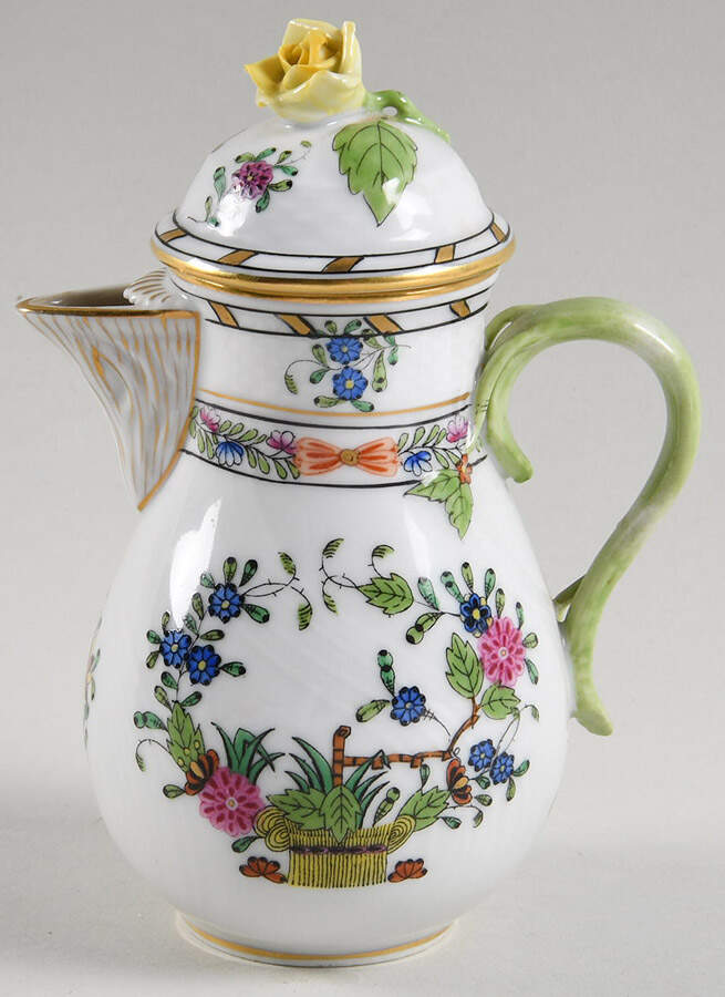 Indian Basket Muliticolor (FD) Individual Coffee Pot & Lid by Herend-1