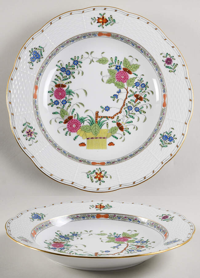 Indian Basket Muliticolor (FD) Large Rim Soup Bowl by Herend-1