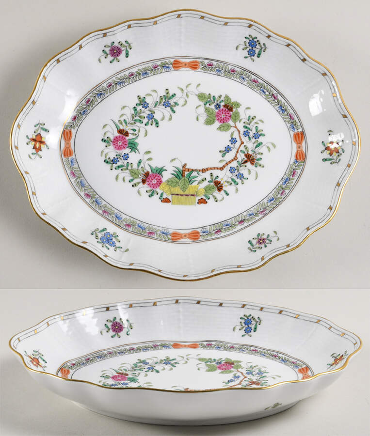Indian Basket Muliticolor (FD) 8" Oval Vegetable Bowl by Herend-1