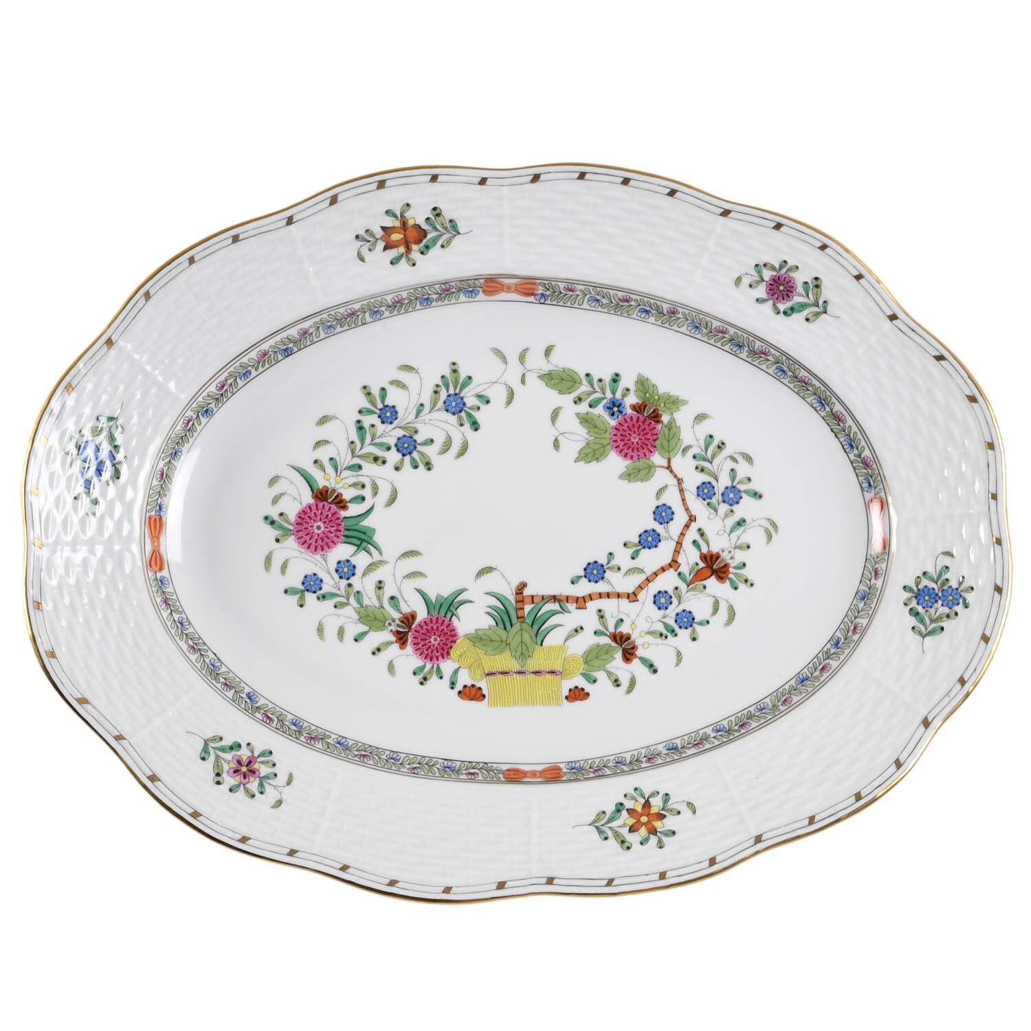 Indian Basket Muliticolor (FD) 12" Oval Serving Platter by Herend-1