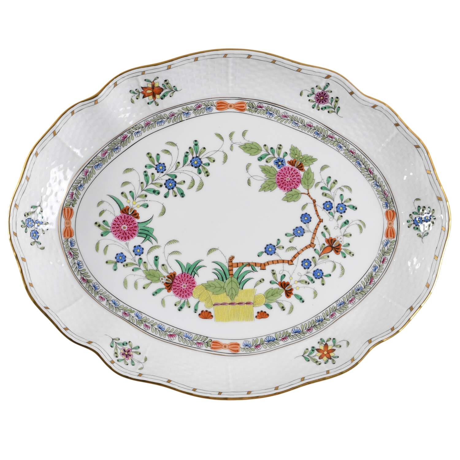 Indian Basket Muliticolor (FD) 10" Oval Serving Platter by Herend-1