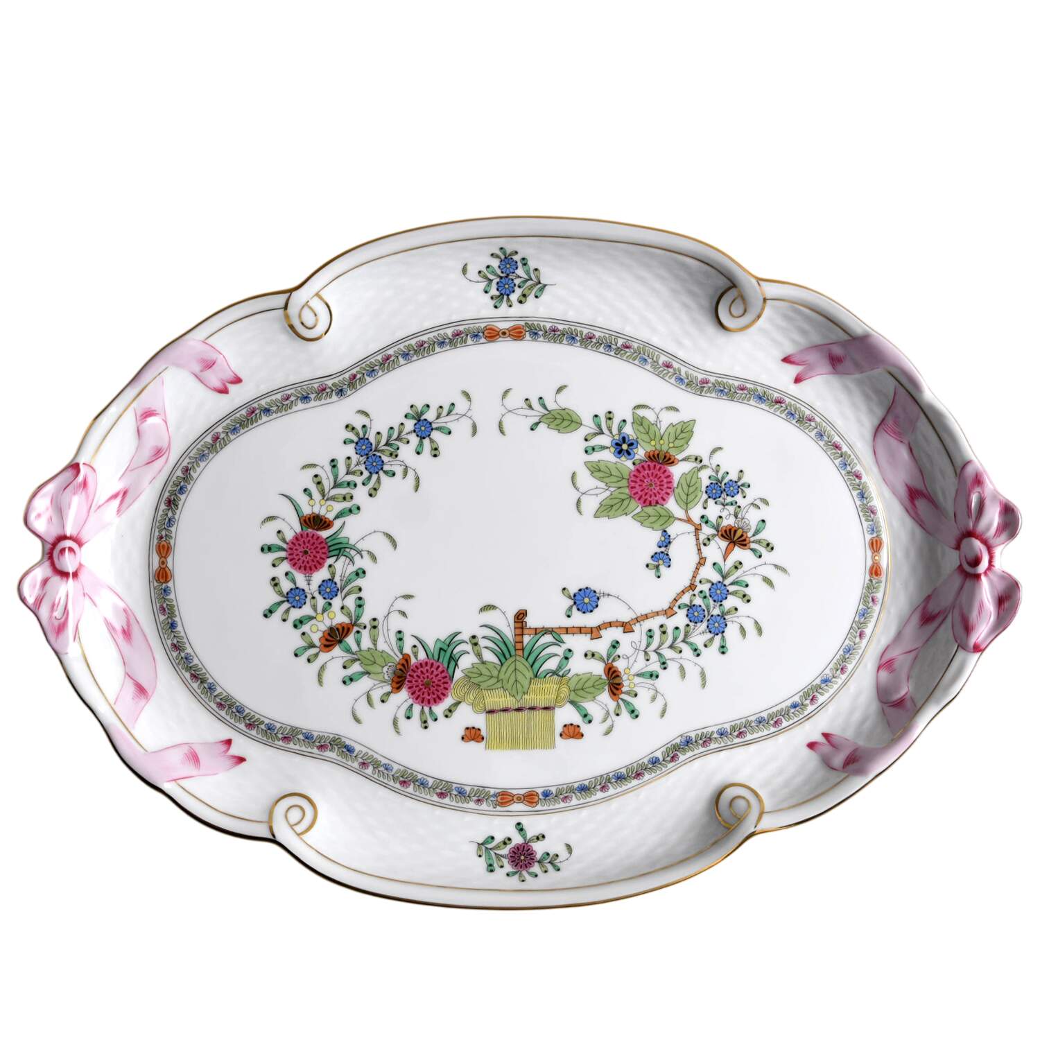 Indian Basket Muliticolor (FD) 15" Oval Tray by Herend-1