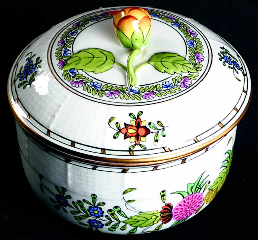 Indian Basket Muliticolor (FD) Sugar Bowl & Lid by Herend-1