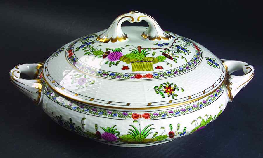 Indian Basket Muliticolor (FD) Round Covered Vegetable by Herend-1