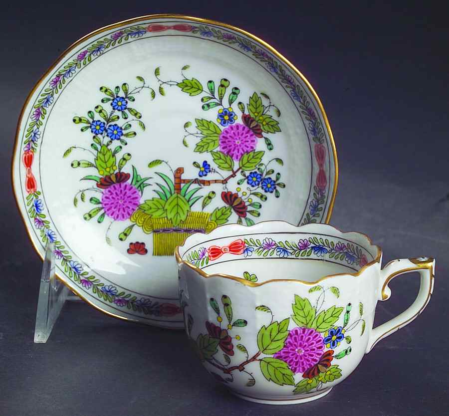 Indian Basket Muliticolor (FD) Flat Demitasse Cup & Saucer Set by Herend-1