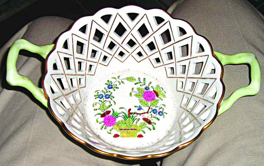 Indian Basket Muliticolor (FD) Small Open Weave Basket by Herend-1