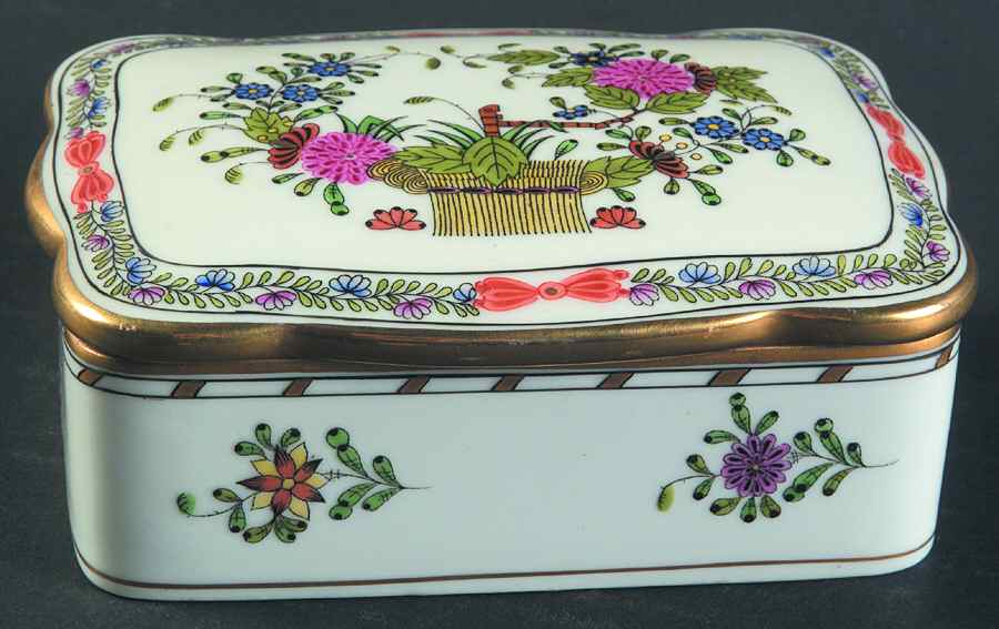 Indian Basket Muliticolor (FD) Cigarette Box & Lid by Herend-1