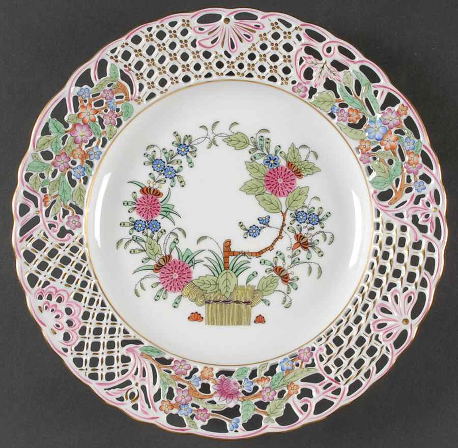 Indian Basket Muliticolor (FD) 9" Pierced Plate by Herend-1