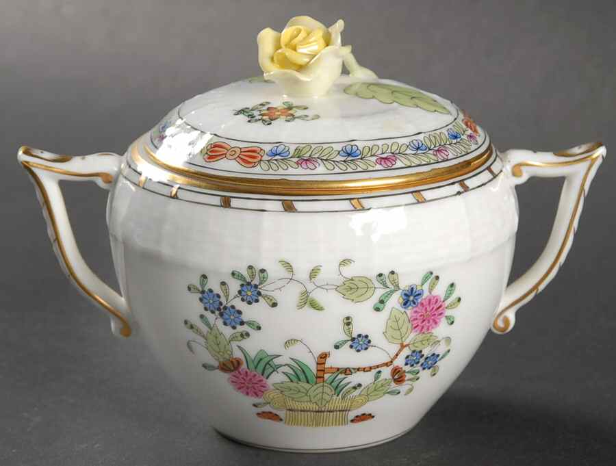 Indian Basket Muliticolor (FD) Sugar Bowl & Lid by Herend-1