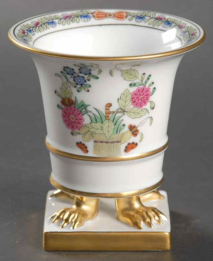 Indian Basket Muliticolor (FD) Small Claw Footed Vase by Herend-1