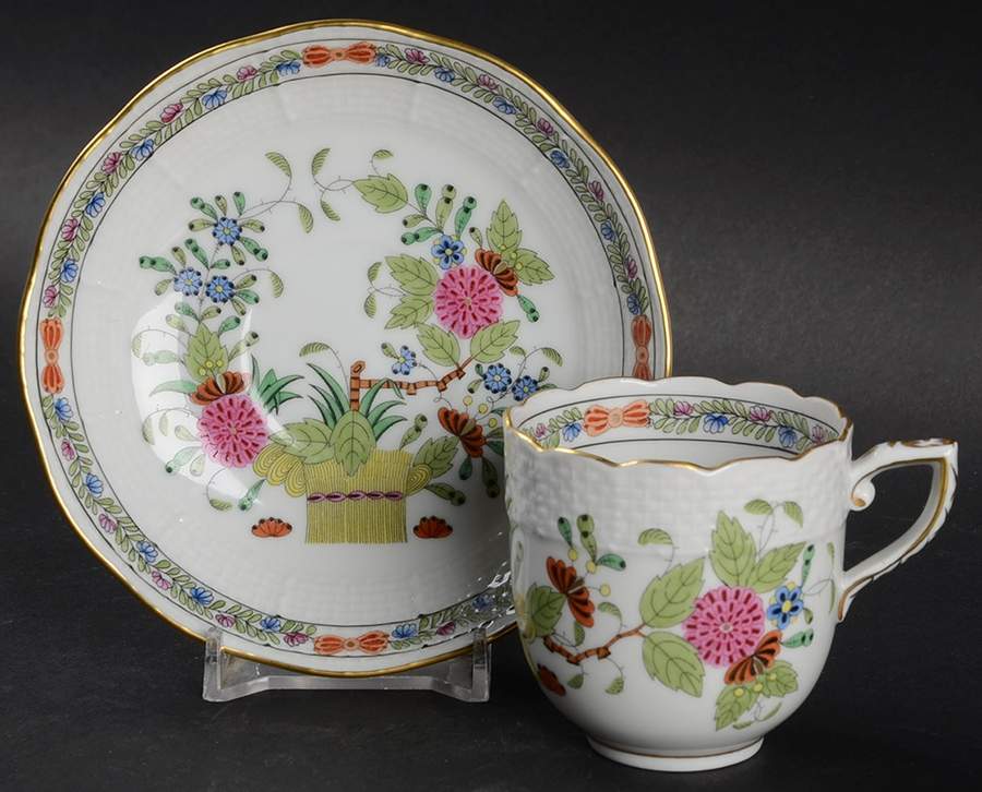 Indian Basket Muliticolor (FD) Flat Demitasse Cup & Saucer Set by Herend-1