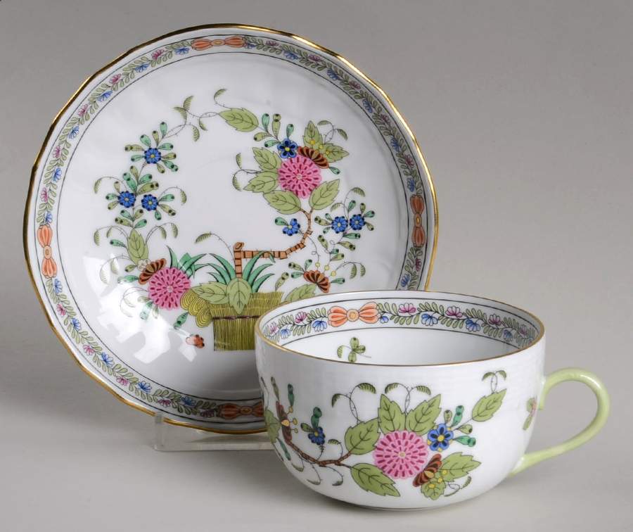 Indian Basket Muliticolor (FD) Flat Cup & Saucer Set by Herend-1