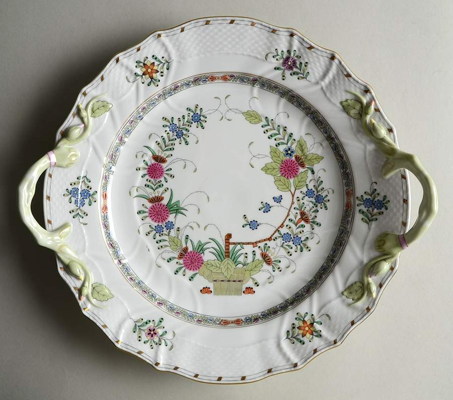 Indian Basket Muliticolor (FD) Handled Chop Plate (Round Platter) by Herend-1