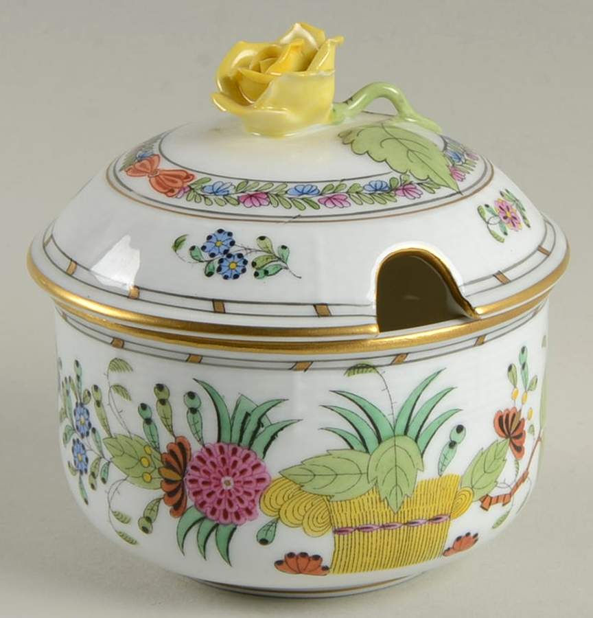 Indian Basket Muliticolor (FD) Sugar Bowl & Lid by Herend-1