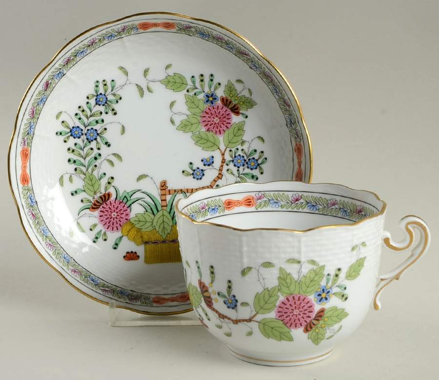Indian Basket Muliticolor (FD) Flat Cup & Saucer Set by Herend-1