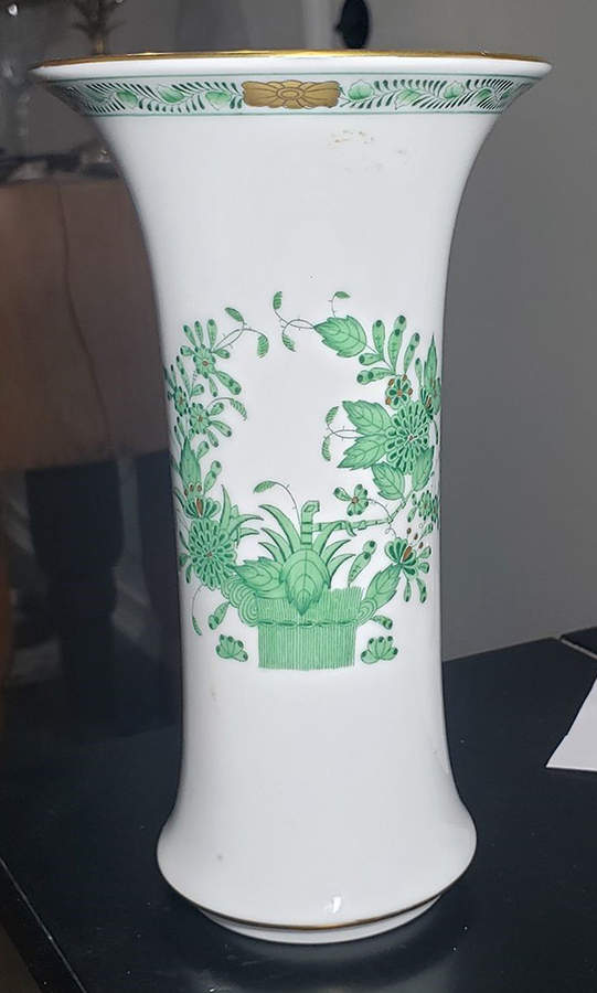 Indian Basket Green (FV) 6" Flared Vase by Herend-1