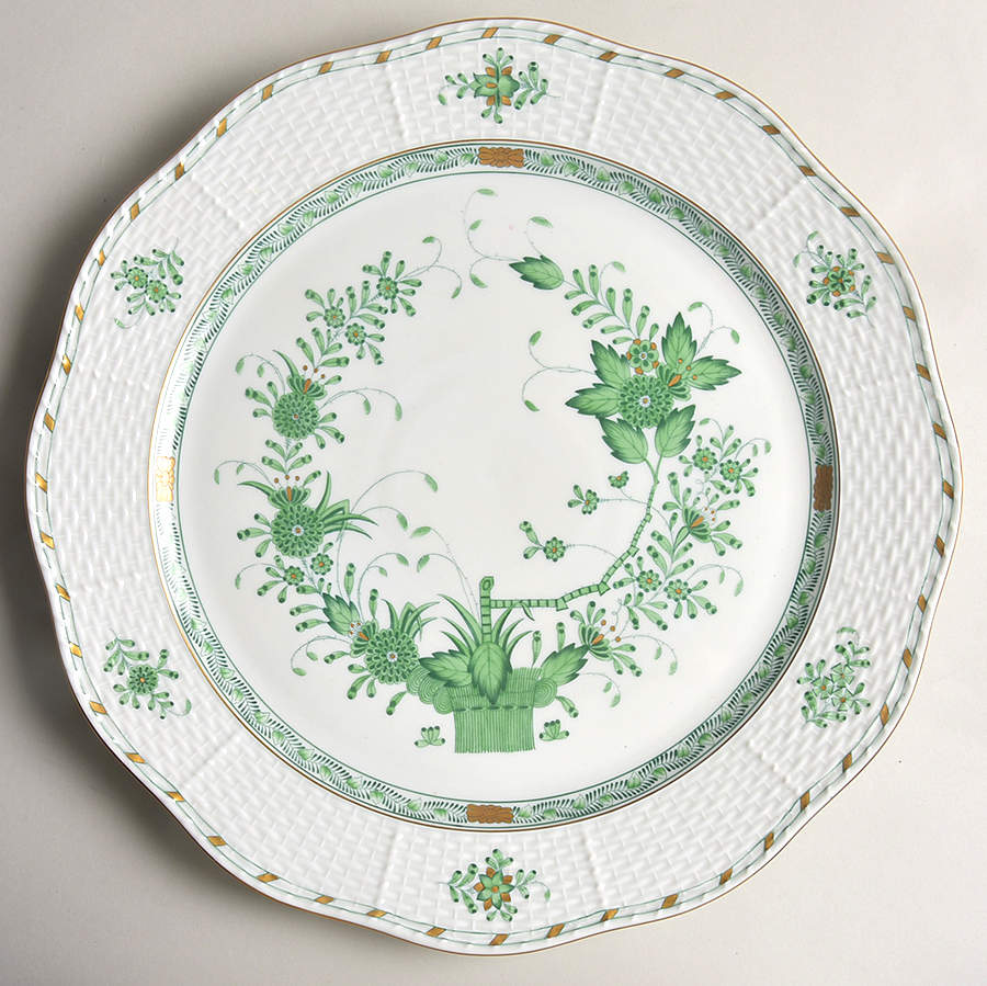 Indian Basket Green (FV) 13" Chop Plate (Round Platter) by Herend-1