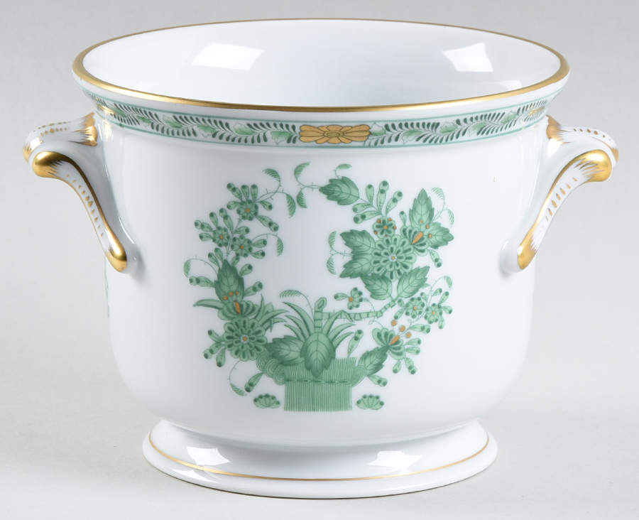 Indian Basket Green (FV) 3" Cachepot by Herend-1