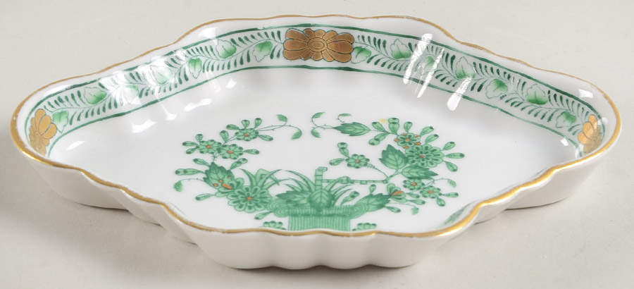 Indian Basket Green (FV) 5" Oblong Ashtray by Herend-1