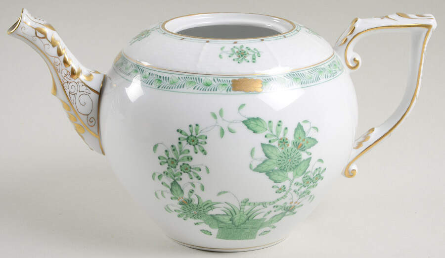 Indian Basket Green (FV) Teapot No Lid by Herend-1