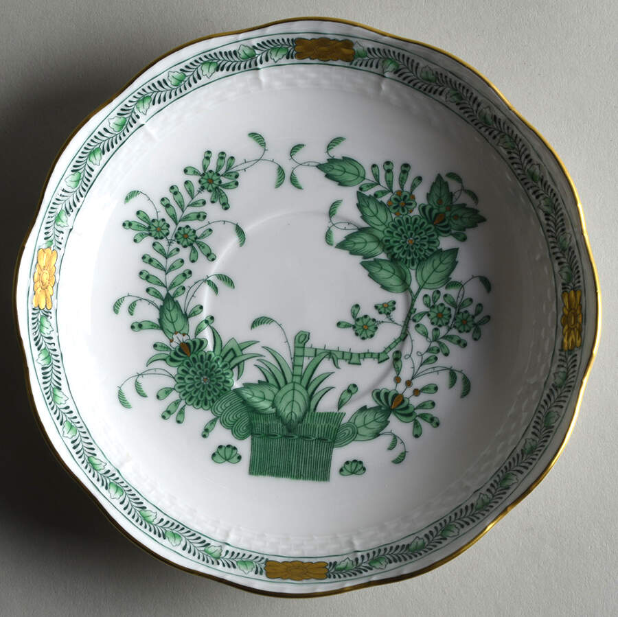 Indian Basket Green (FV) Saucer for Flat Cream Soup Bowl by Herend-1