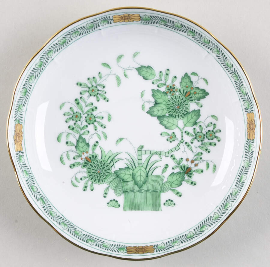 Indian Basket Green (FV) Saucer for Mocha Cup by Herend-1