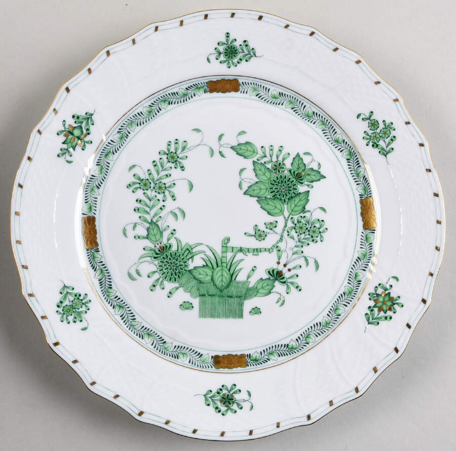 Indian Basket Green (FV) Luncheon Plate by Herend-1