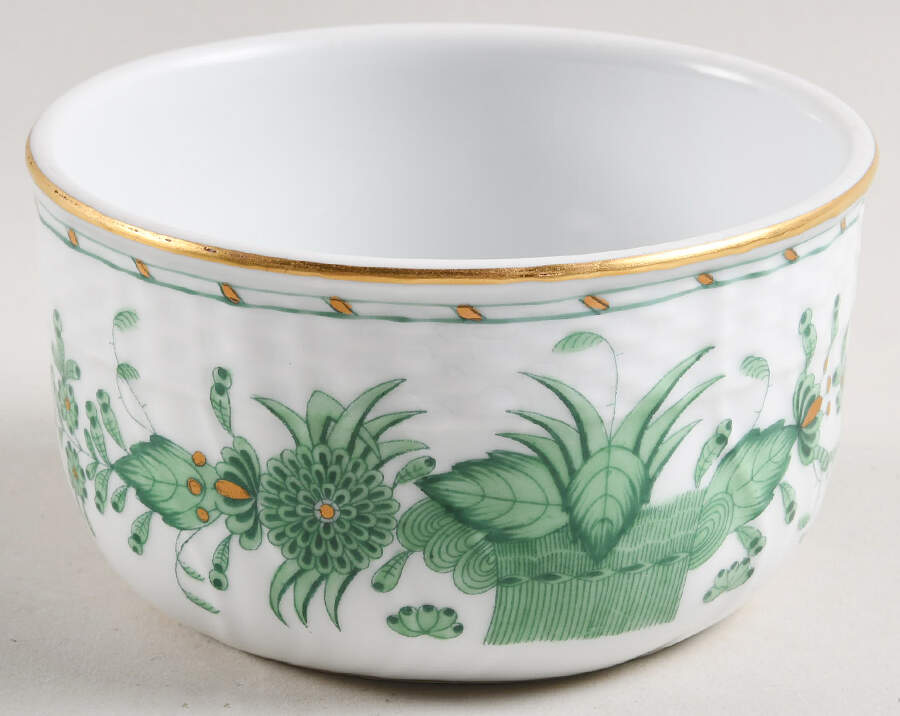 Indian Basket Green (FV) Sugar Bowl No Lid by Herend-1