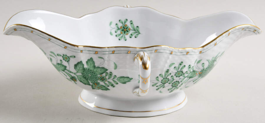 Indian Basket Green (FV) Gravy Boat by Herend-1