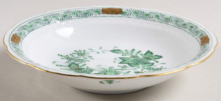 Indian Basket Green (FV) Fruit/Dessert (Sauce) Bowl by Herend-1