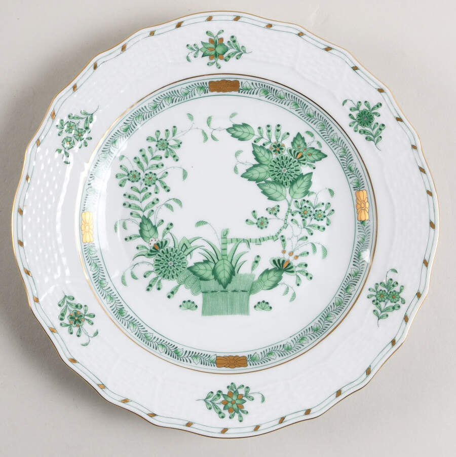 Indian Basket Green (FV) Dessert/Pie Plate by Herend-1