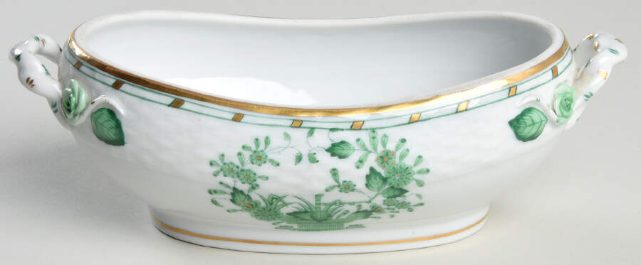 Indian Basket Green (FV) Medium Candy Box, No Lid by Herend-1