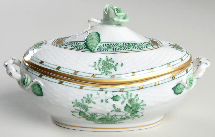 Indian Basket Green (FV) Medium Candy Box by Herend-1